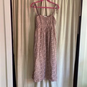 LACAUSA sun dress 100% cotton Indian floral print dusty rose sz small 🌾